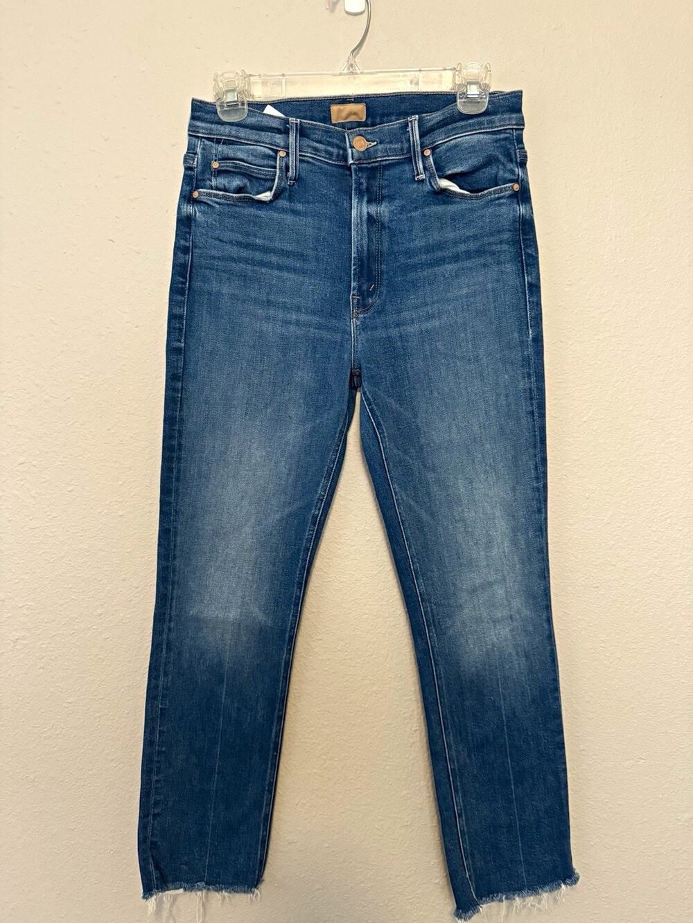 MOTHER The Mid Rise Dazzler Ankle Fray Blue Denim Jeans Womens Size 29